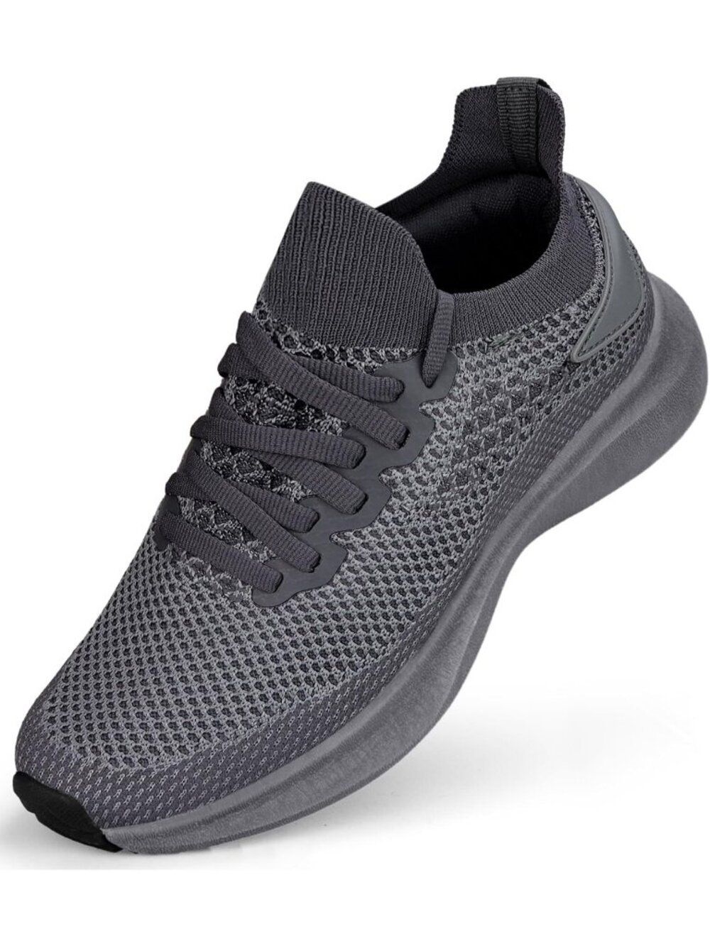 Women's All Grey Rubber Running Shoes Non Slip Tennis Mesh Walking Sneakers